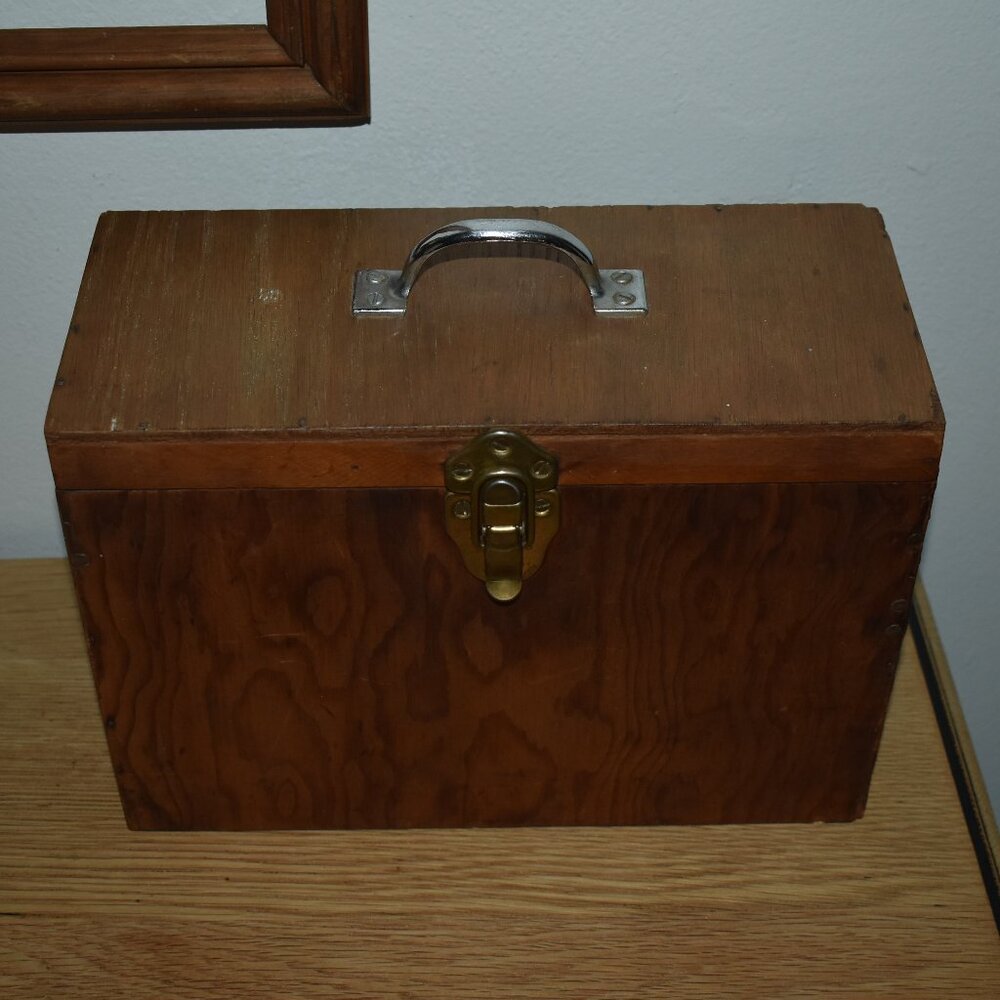 Vintage Antique Old Handmade Wood Machinist Chest Tool Box Handle Storage Box - Picture 10 of 14